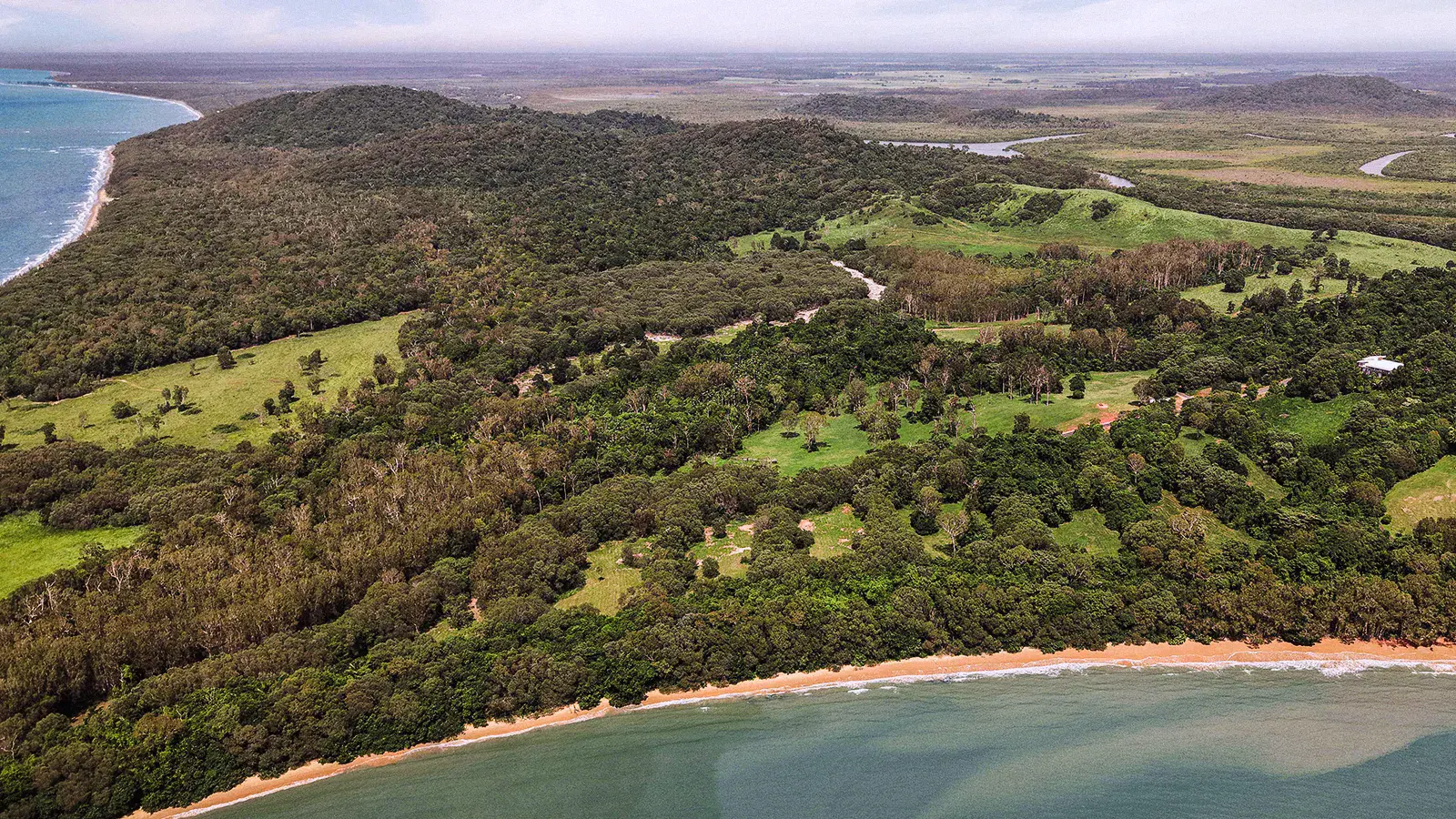 The headland and the beach from the north